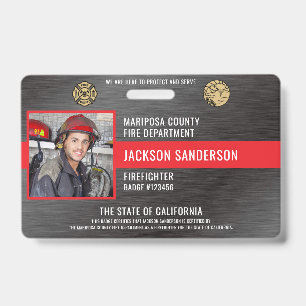 Customizable Firefighter Fire Department Employee ID Badge