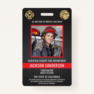Customizable Firefighter Fire Department Employee ID Badge