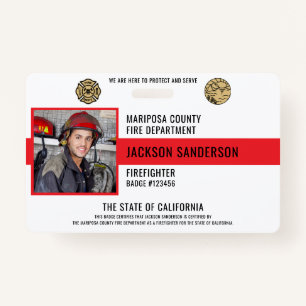 Customizable Firefighter Fire Department Employee ID Badge