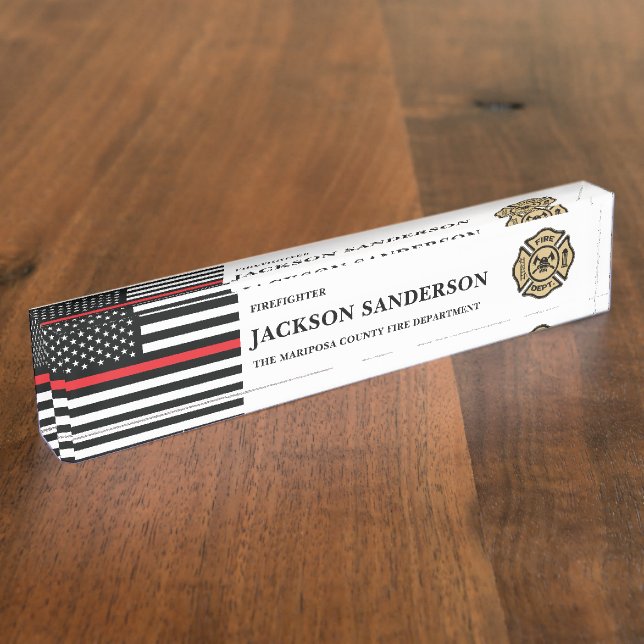 Customizable Firefighter Fire Department Logo Nameplate (Side)