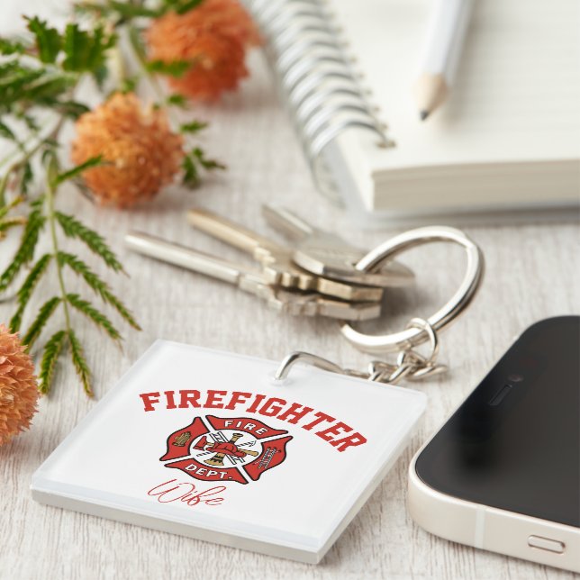 CUSTOMIZABLE  Firefighter Wife, Mum, Sister Key Ring (Front Right)
