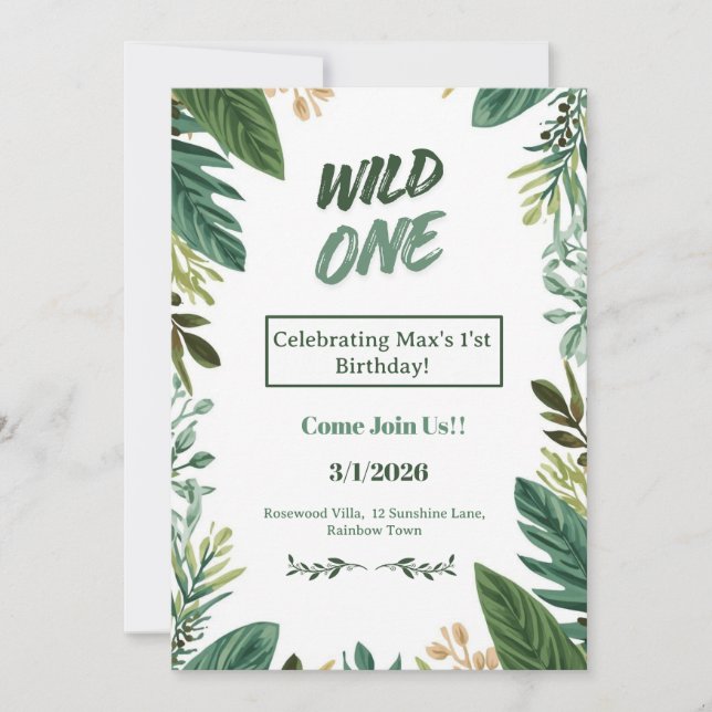 Customizable First Birthday Greeting Card (Front)