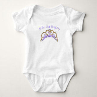 Customizable First Birthday Tiara Baby Bodysuit