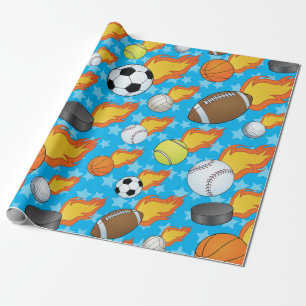Customizable Flaming Sports Wrapping Paper
