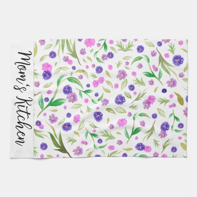 Customizable Floral Kitchen Gift for Mom Tea Towel (Horizontal)