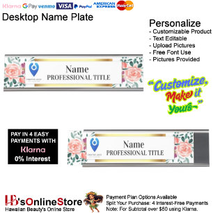 Customizable Floral Name Plate with Logo & Slogan 