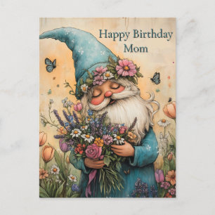 Customizable Flower Gnome Illustration Holiday Postcard