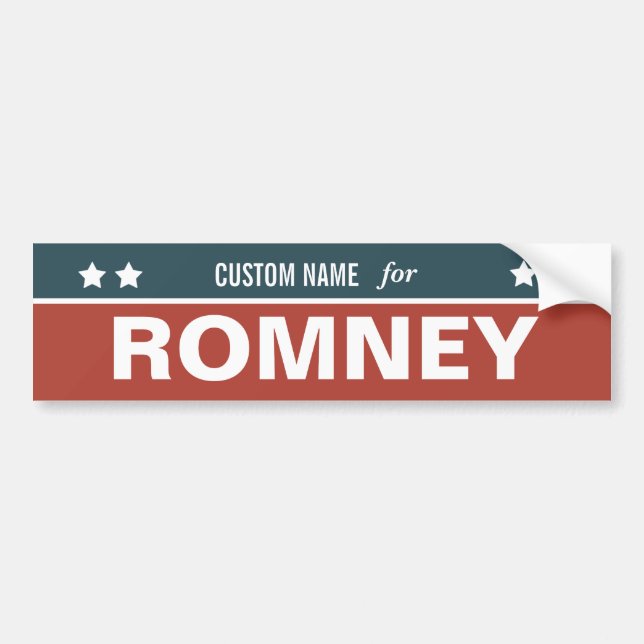 CUSTOMIZABLE For Romney Bumper Sticker (Front)