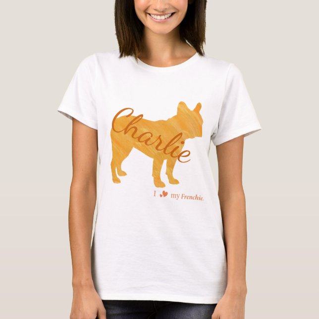 Customizable French Bulldog Pastel Orange Frenchie T-Shirt (Front)