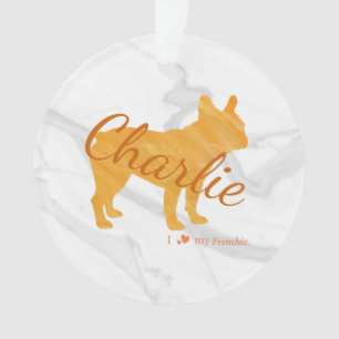 Customizable French Bulldog Pastel Orange Ornament