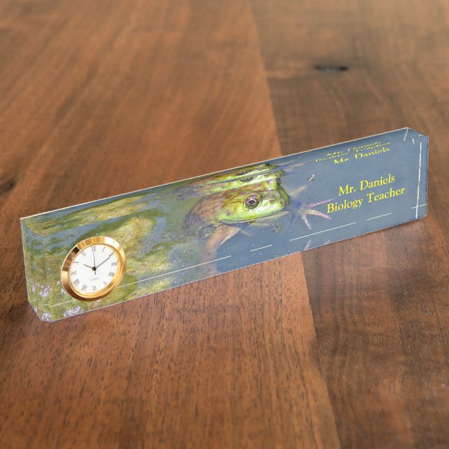 CUSTOMIZABLE / "FROG PEERING ABOVE WATER IN POND"  NAMEPLATE (Side)