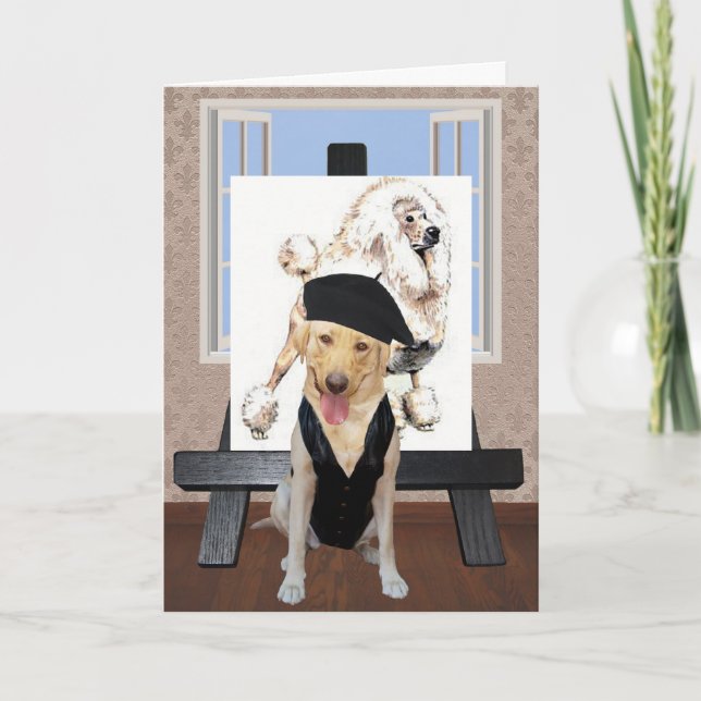 Customizable Funny French Birthday with Lab Card (Front)