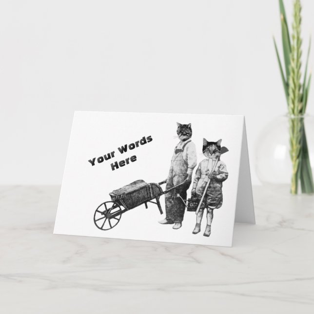 Customizable Funny Gardening Cats Card (Front)