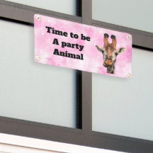 Customizable Funny giraffe party banner