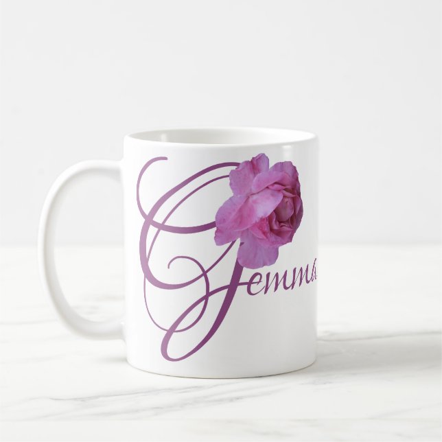 Customizable Gemma name pink rose flowers boho  Coffee Mug (Left)