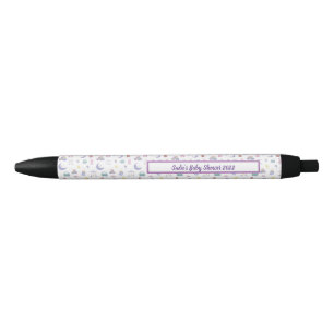 Customizable Gender Neutral Pastel Baby Shower Black Ink Pen