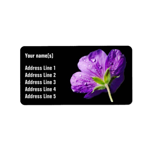 Customizable Geranium Flower  Address Labels (Front)