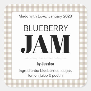 Customizable Gingham Jelly Label