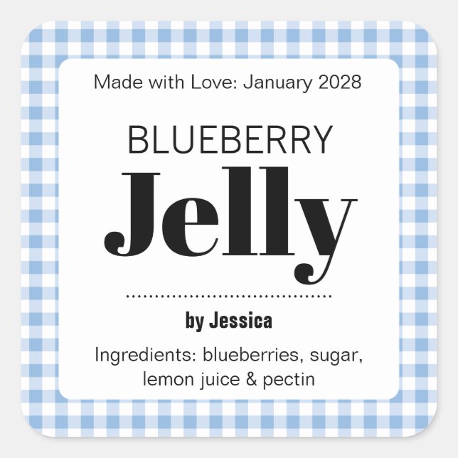 Customizable Gingham Jelly Label (Front)