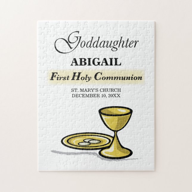 Customizable, Goddaughter First Communion Chalice Jigsaw Puzzle (Vertical)