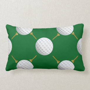 Customizable Golf Ball and Tees on Green Lumbar Cushion
