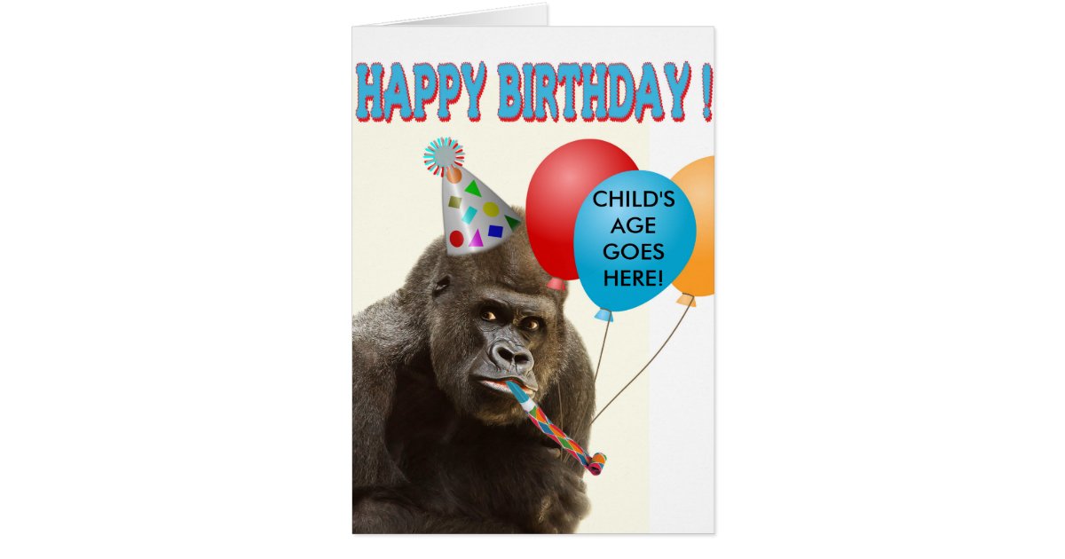Customizable Gorilla Birthday Card | Zazzle.co.uk