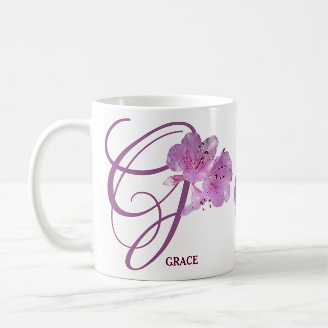 Customizable Grace name pink rose flowers boho  Coffee Mug (Left)