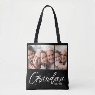 Customizable Grandma Established Year 3 Photo Tote Bag