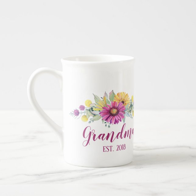 CUSTOMIZABLE Grandma, Mamaw, Grams, etc... Bone China Mug (Left)