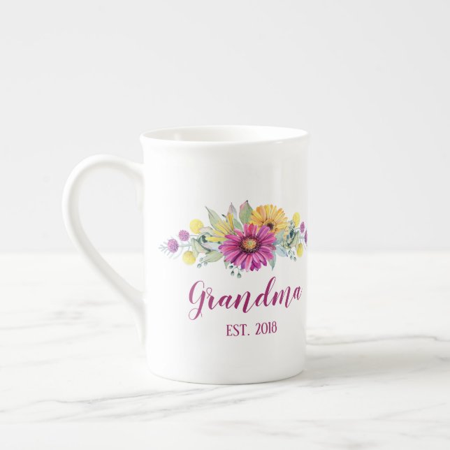 CUSTOMIZABLE Grandma, Mamaw, Grams, etc... Bone China Mug (Left)