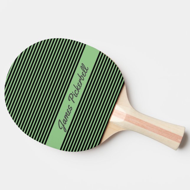Customizable Green-Black Stripes Ping Pong Paddle (Side)