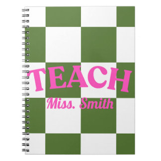 Customizable Green Checkered Teacher Notebook