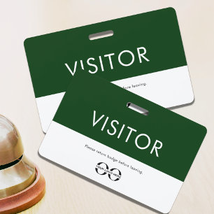 Customizable Green Company Logo Visitor ID Badge