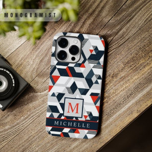 Customizable Grey White Blue Red Geometric  Case-Mate iPhone 14 Pro Max Case