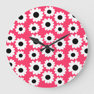 Customizable Groovy Daisies Large Clock