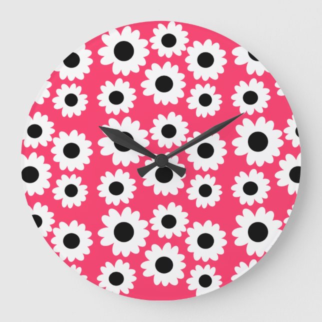 Customizable Groovy Daisies Large Clock (Front)