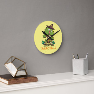 Customizable Halloween Witch Tree Round Clock
