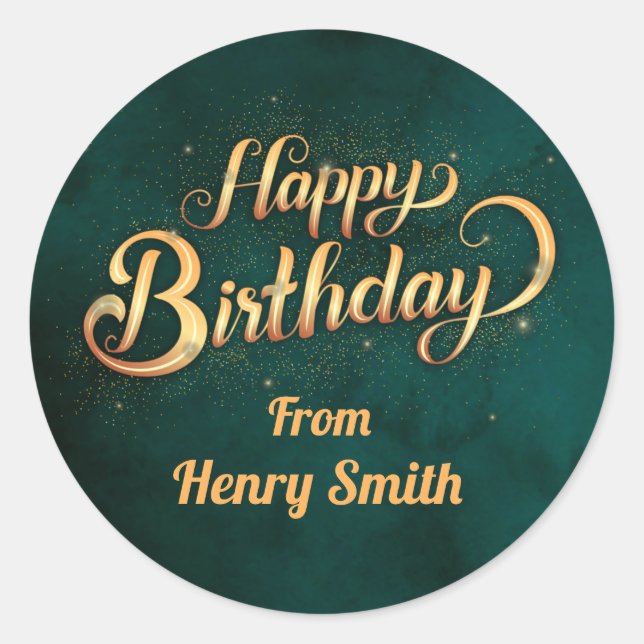Customizable Happy Birthday Stickers for gifts (Front)