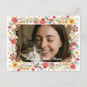 Customizable Happy New Year Pet Lover Photo  Postcard