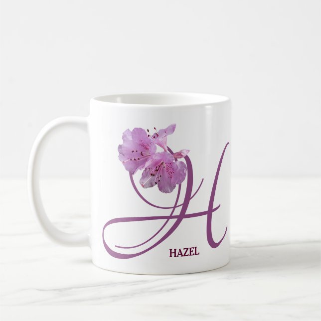 Customizable Hazel name pink rose flowers boho  Coffee Mug (Left)