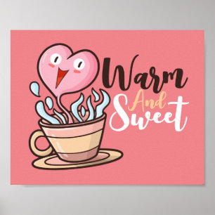 Customizable Heart Coffee Aroma Cartoon Poster