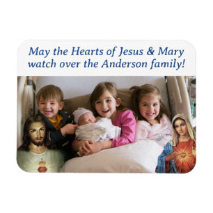 Customizable Hearts of Jesus & Mary Photo Magnet