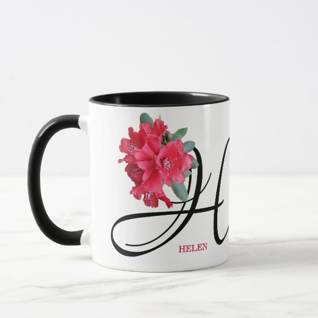 Customizable Helen name red flowers trendy boho Mug (Left)