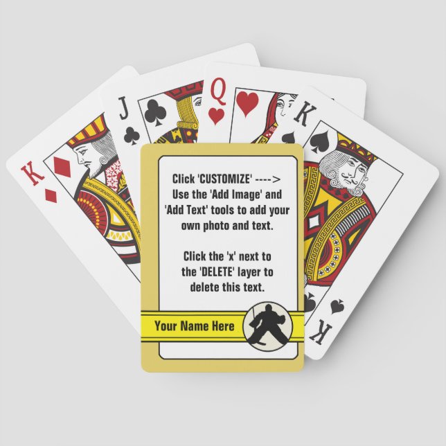 Customizable Hockey Goalie Card Deck Template (Back)