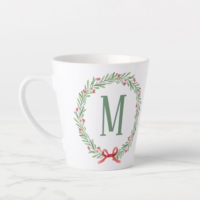 Customizable Holiday Letter and Gift Stickers  Latte Mug (Left)