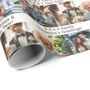Customizable Holiday or Occasion Wish and 4 Photos Wrapping Paper