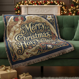 Customizable Holy Night Angel Blessing  Throw Blanket