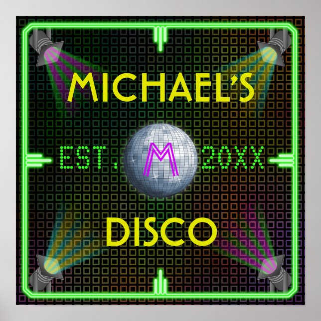 Customizable Home Bar 1970's Disco Ball Poster (Front)