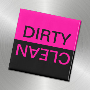 Customizable Hot Pink and Black Dirty Clean Magnet
