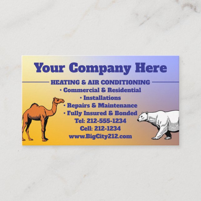 CUSTOMIZABLE  HVAC Business Cards (Front)